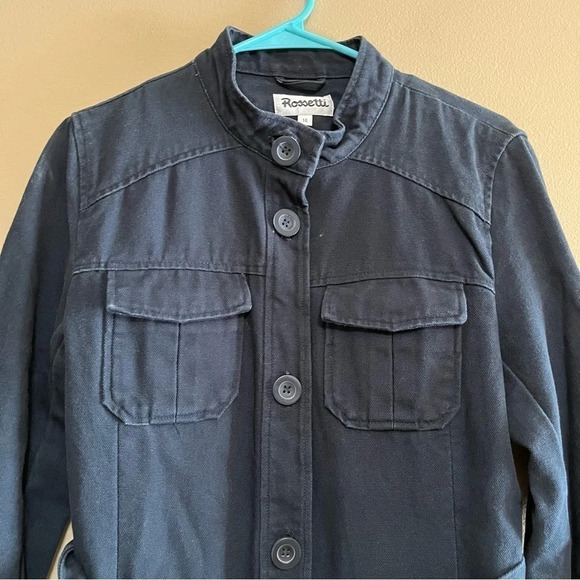 Rossetti Navy blue Trench coat Size UK 14 (US M) pockets tie front cotton - Picture 2 of 10